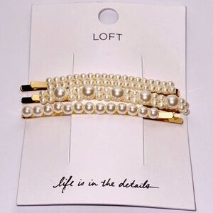 Loft Pearlized Gold Tone Bobby Hair Pin Set - New